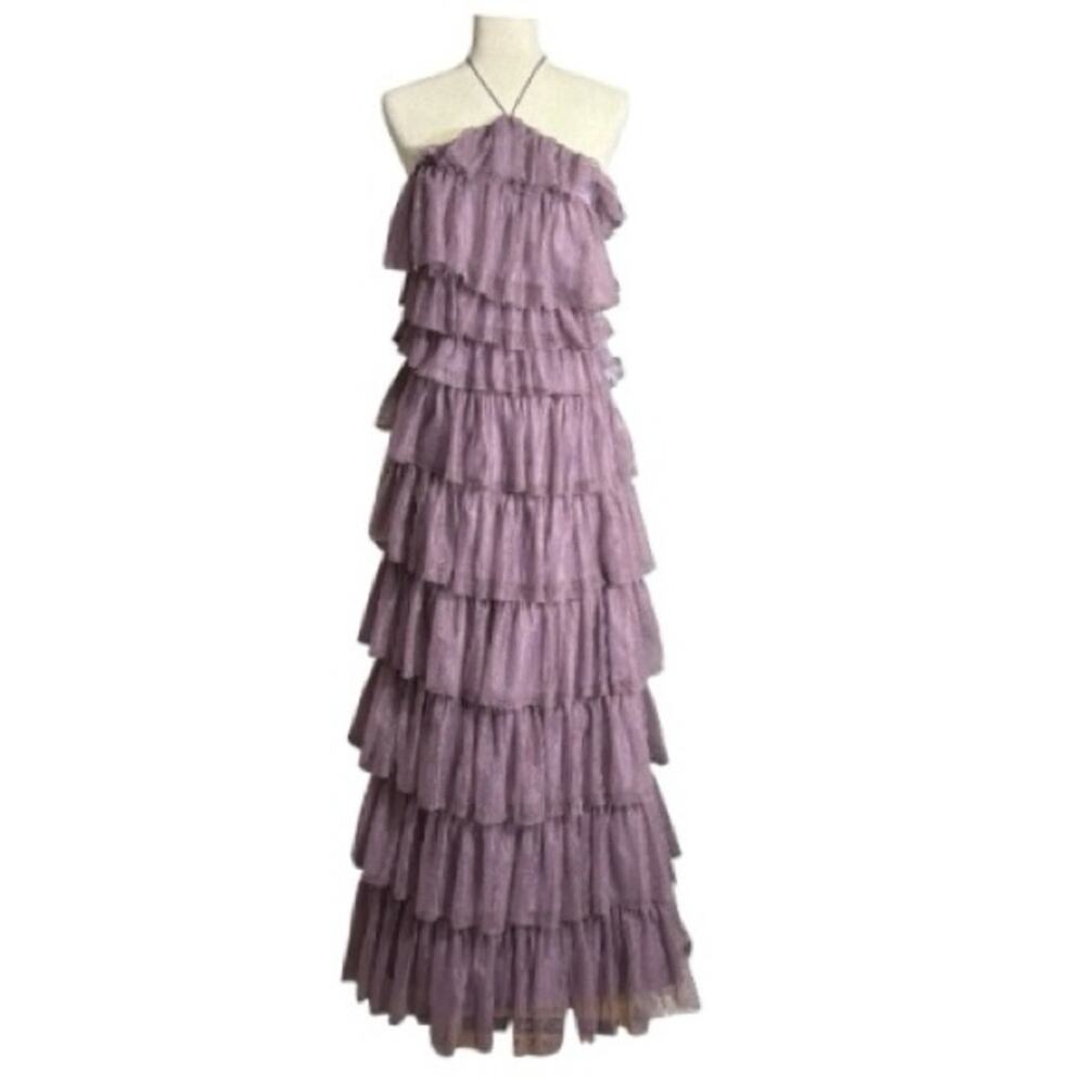 Revelry Lavender Tulle Tiered Maxi Dress Size 8 C1 - Picture 2 of 8